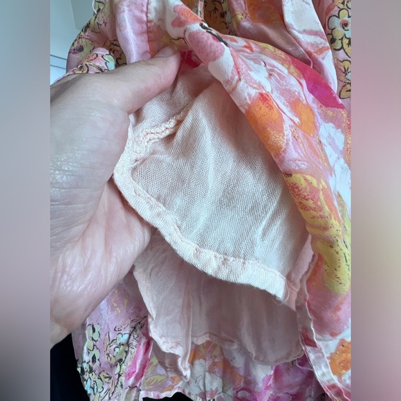 Free People Womens Pink Floral Freddy Tie Fruit Punch Boho Mini Dress Small - Picture 2 of 16